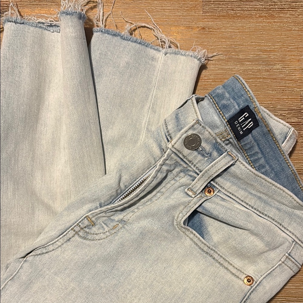 GAP Blue Ankle Cropped Jeans with Distressed Hem